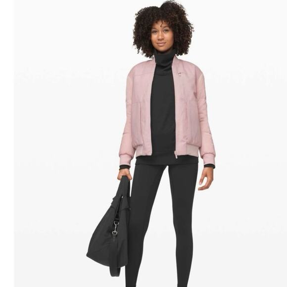Lululemon Athletica Roam Far Wool Bomber Jacket Porcelain Pink Women’s Size 4 - Picture 1 of 13